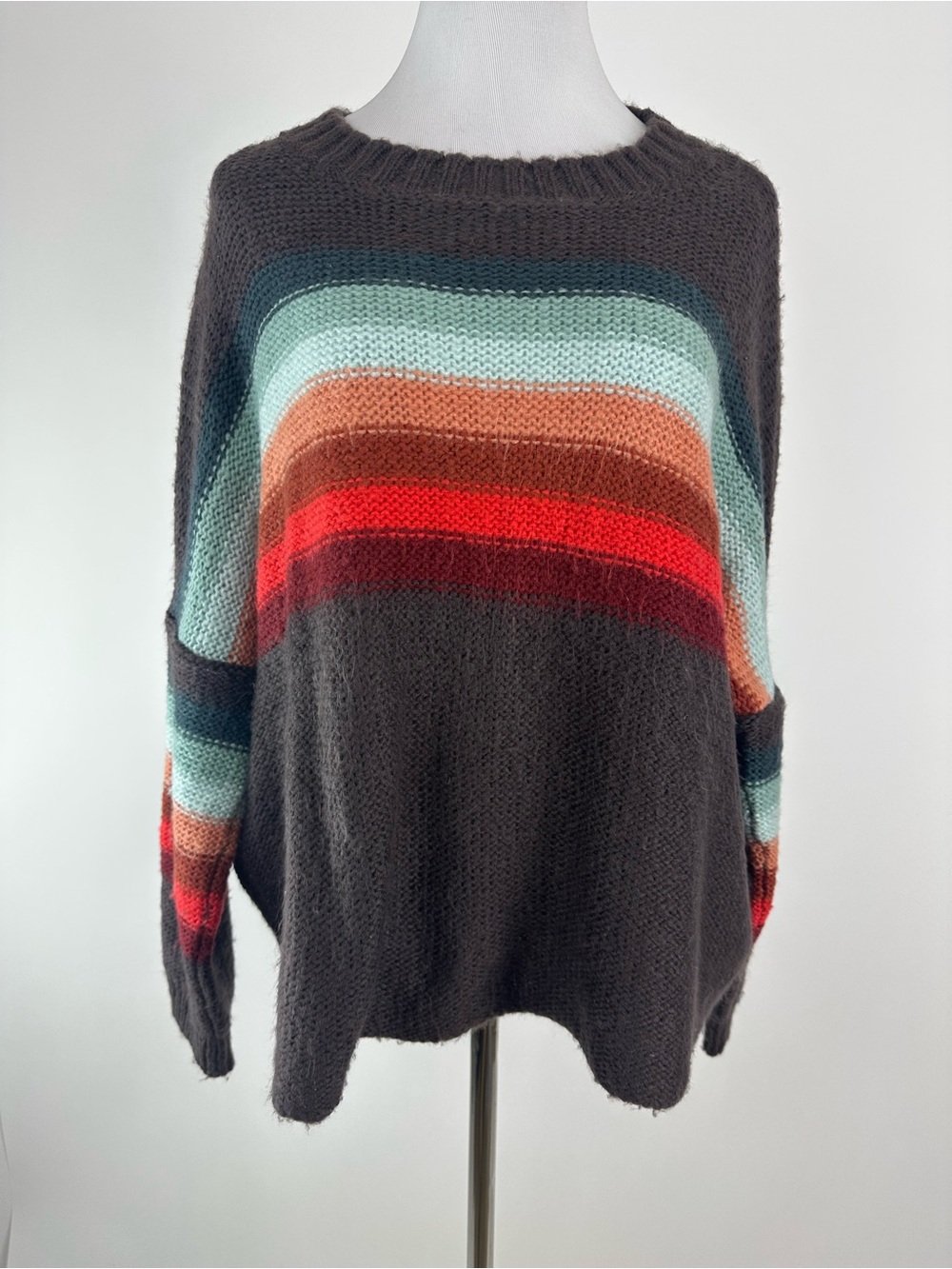 Wooden Ships Brown Striped Sweater Size S/M